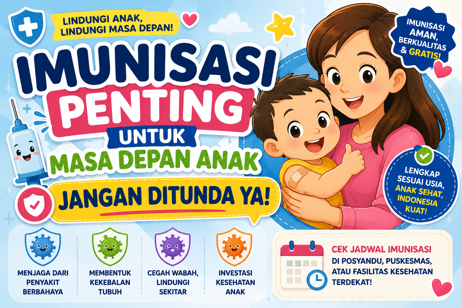 IMUNISASI PENTING UNTUK MASA DEPAN ANAK, JANGAN DITUNDA YA!
